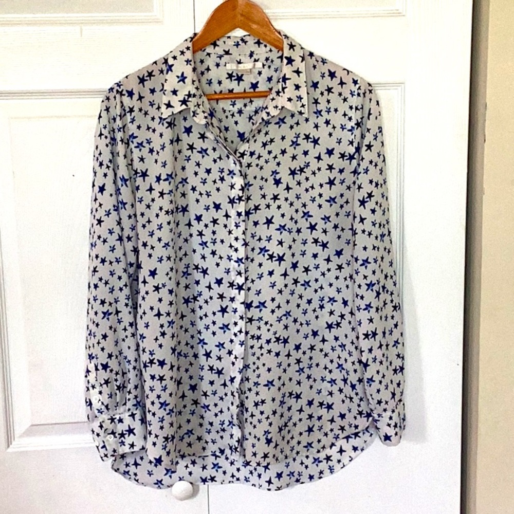 Blue Start shirt chiffon style sz large